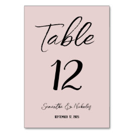 Minimalist Dusty Pink Table Number Bordsnummer