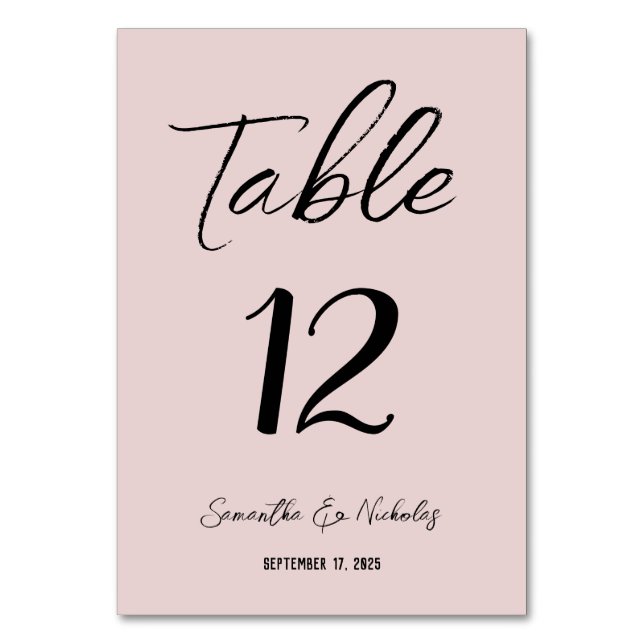Minimalist Dusty Pink Table Number Bordsnummer (Framsidan)