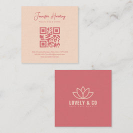 Minimalist Dusty Rose Cream Beauty QR Code Fyrkantigt Visitkort