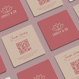 Minimalist Dusty Rose Cream Beauty QR Code Fyrkantigt Visitkort