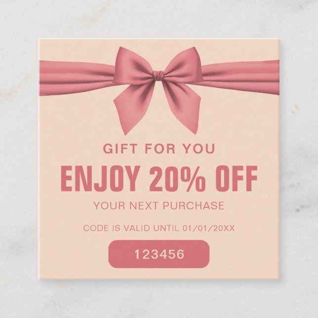 Minimalist Dusty Rose Cream Beauty  Rabattkort (Framsida)