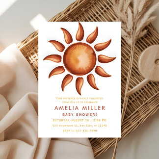 Minimalist Earth Tone Baby Shower Inbjudningar