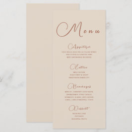 Minimalist Earthy Beige Menu Meny