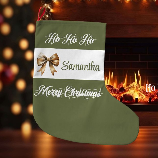 Minimalist Earthy Christmas Stocking Name Stor Julstrumpa (Minimalist Earthy Christmas Stocking Name)