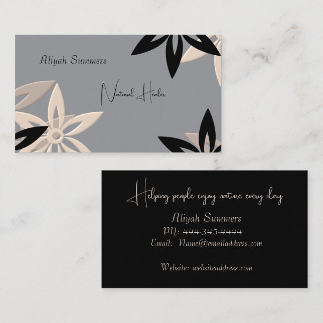 Minimalist Earthy Floral Meditation Business Card Visitkort (Fram/baksida)