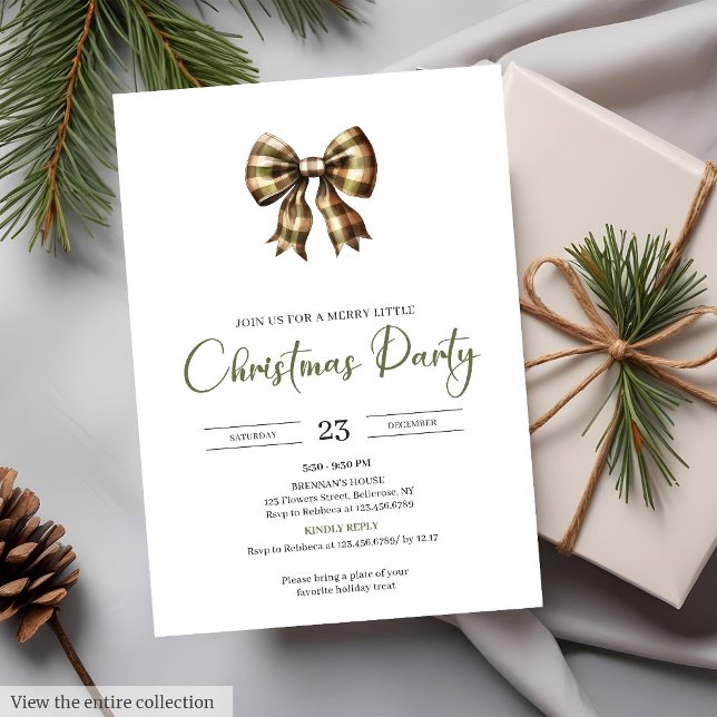 Minimalist Earthy Red Green Rustic Christmas Party Inbjudningar (Minimalist Earthy Red Green Rustic Christmas Party

)