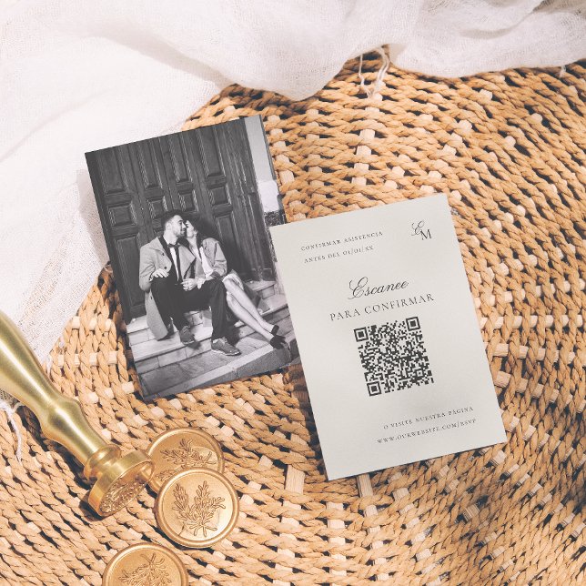 Minimalist Editorial QR Spanish Wedding RSVP Tilläggskort (Skapare uppladdad)
