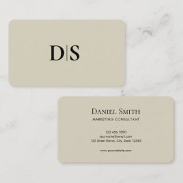 Minimalist Elegant Beige Monogram Initial Visitkort