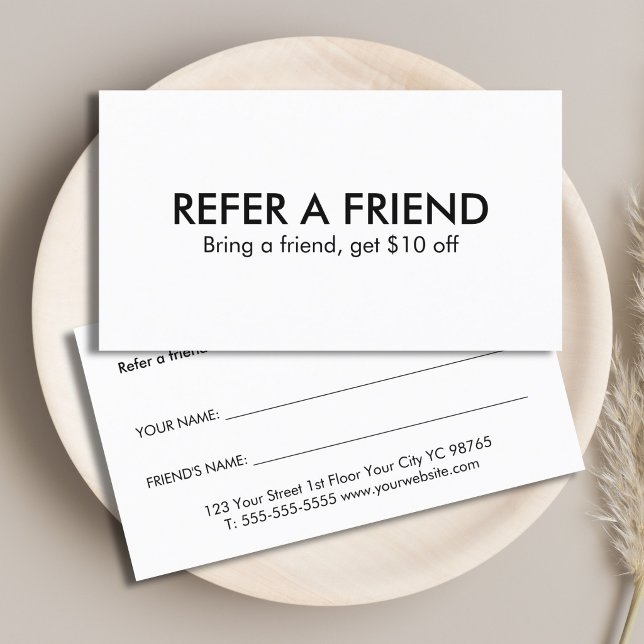 Minimalist Elegant Black and White Referral Card (Skapare uppladdad)