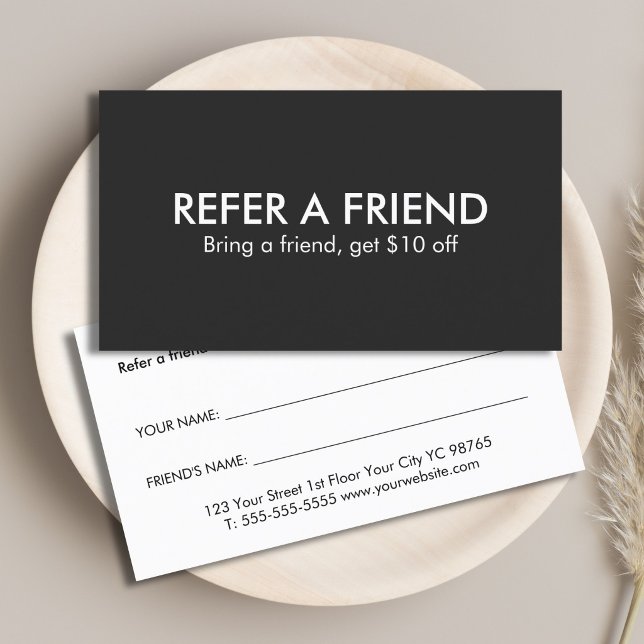 Minimalist Elegant Black and White Referral Card (Skapare uppladdad)