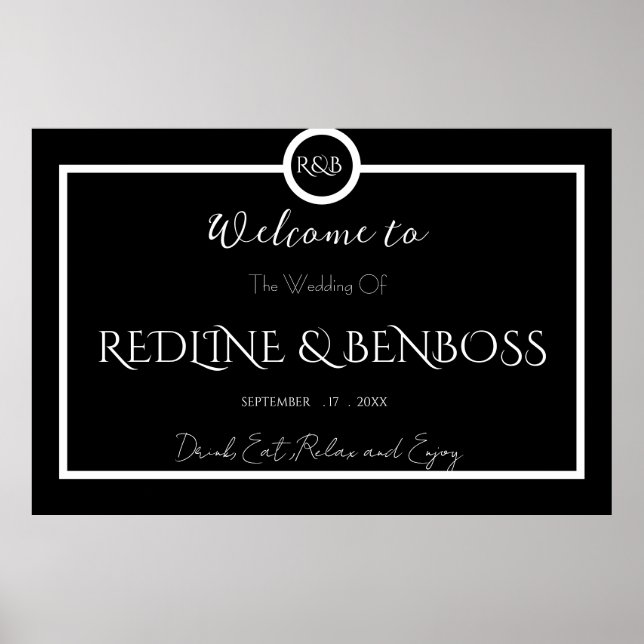 Minimalist Elegant Black and White Wedding Poster (Framsidan)