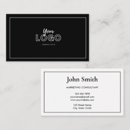 Minimalist Elegant Black and White with Logo Visitkort