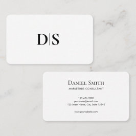 Minimalist Elegant Black on White Monogram Initial Visitkort