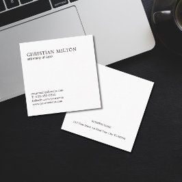 Minimalist Elegant Black White Attorney Fyrkantigt Visitkort