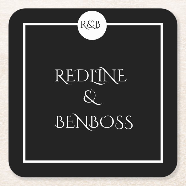 Minimalist Elegant Black & White Wedding  Underlägg Papper Kvadrat (Framsidan)