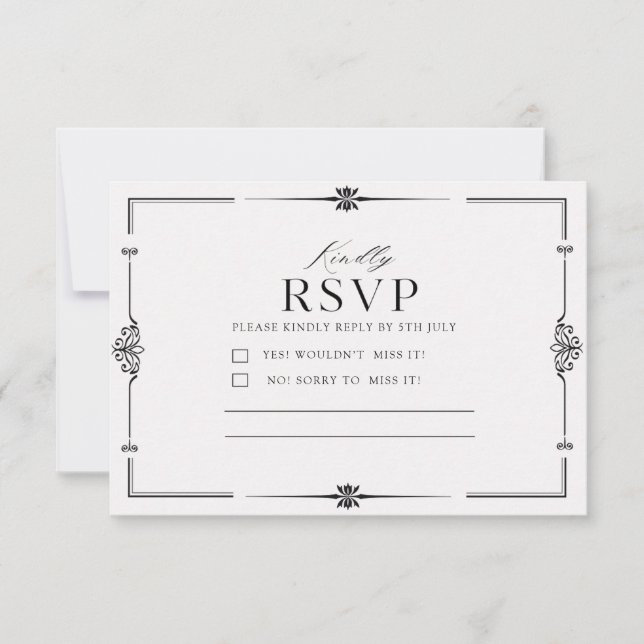 Minimalist Elegant Classic Wedding Response Card  OSA Kort (Framsida)