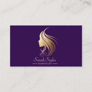 Minimalist Elegant Dark Gold Hairstylist Visitkort