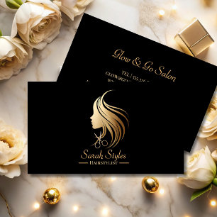 Minimalist Elegant Dark Gold Hairstylist Visitkort