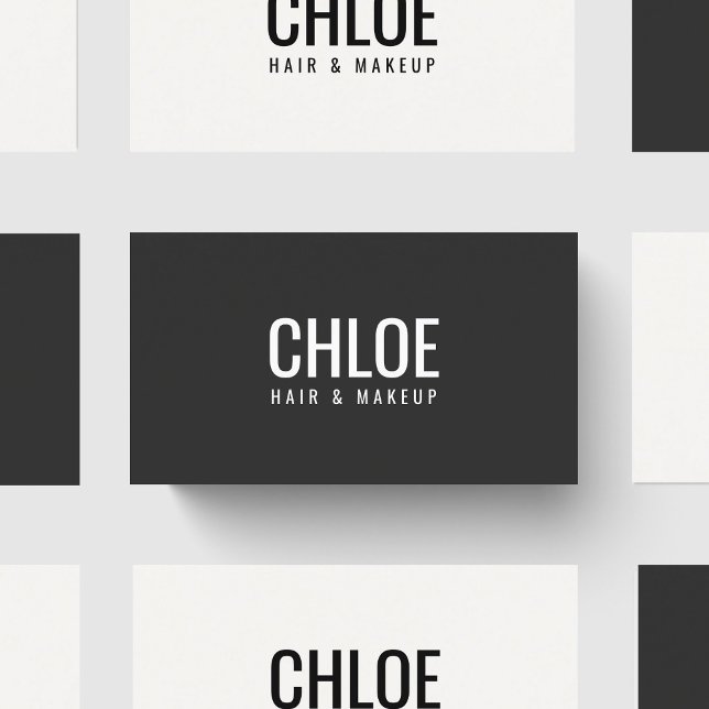 Minimalist Elegant Dark Grey White Bold Beauty Visitkort (Skapare uppladdad)