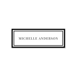Minimalist Elegant Double Boarder Name Självfärgande Stämpel