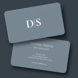 Minimalist Elegant Dusty Blue Initial Corporate Visitkort