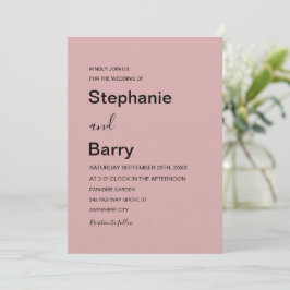 Minimalist Elegant Dusty Pink Wedding Inbjudningar