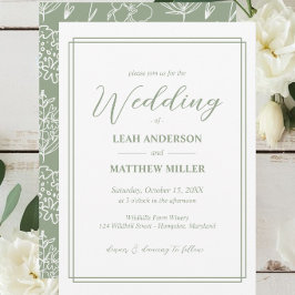 Minimalist Elegant Floral Wedding Invitation Inbjudningar