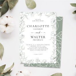 Minimalist Elegant Floral Wedding Invitation Spara Datumet