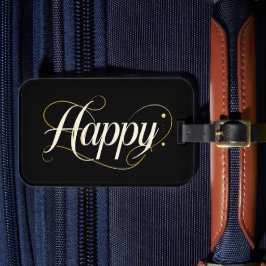 Minimalist Elegant Gold Happy Typography - Classy  Bagagebricka