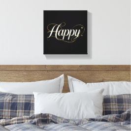 Minimalist Elegant Gold Happy Typography - Classy  Canvastryck