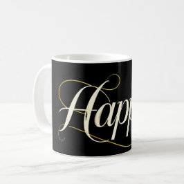Minimalist Elegant Gold Happy Typography - Classy  Kaffemugg