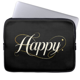 Minimalist Elegant Gold Happy Typography - Classy  Laptop Fodral