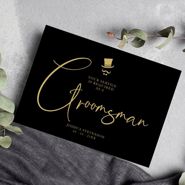 Minimalist Elegant Gorgeous Script Groomsman  Inbjudningar (Minimalist Elegant Gorgeous Script Wedding Groomsman Proposal Card.)