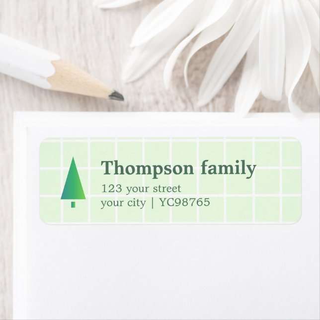 Minimalist Elegant Green White Bold Returadress Etikett (Insitu)