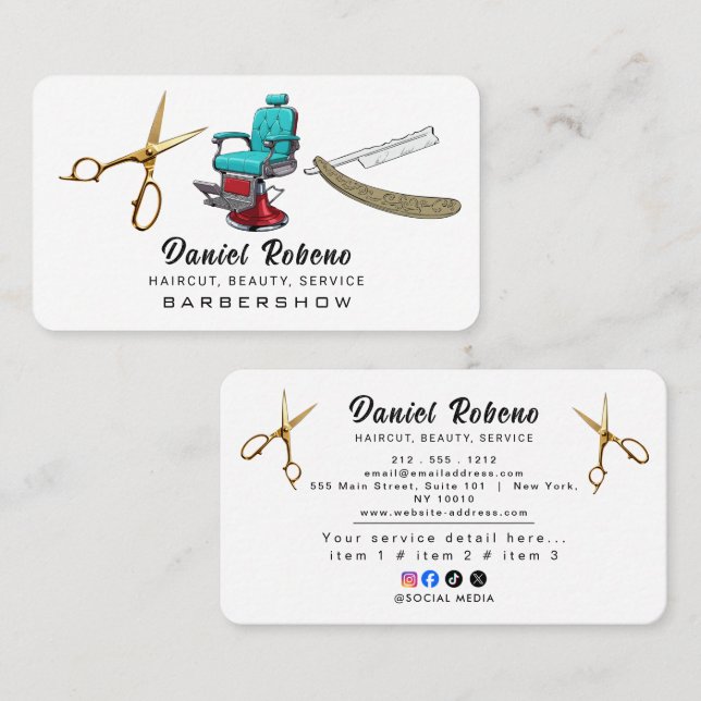 Minimalist Elegant Hair Stylist Visitkort (Fram/baksida)