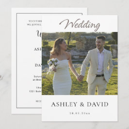Minimalist Elegant Half Photo Modern chic Wedding Inbjudningar
