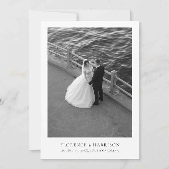 Minimalist Elegant Photo Wedding Save the Date  Spara Datumet (Framsida)
