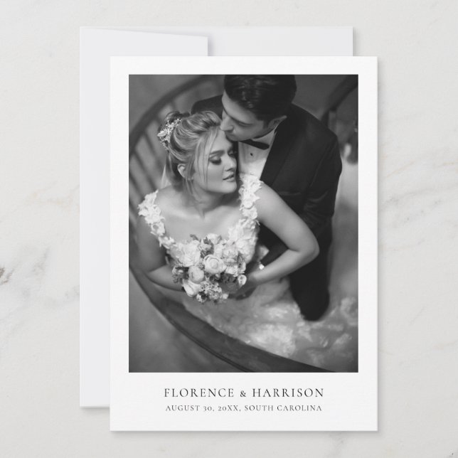 Minimalist Elegant Photo Wedding Save the Date  Spara Datumet (Framsida)