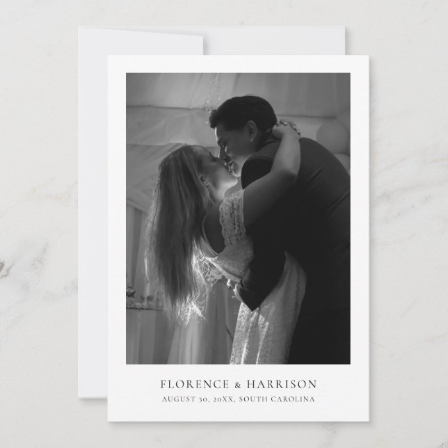 Minimalist Elegant Photo Wedding Save the Date  Spara Datumet (Framsida)