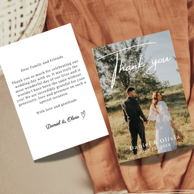 Minimalist Elegant Photo Wedding Thank You Note Tack Kort (Skapare uppladdad)