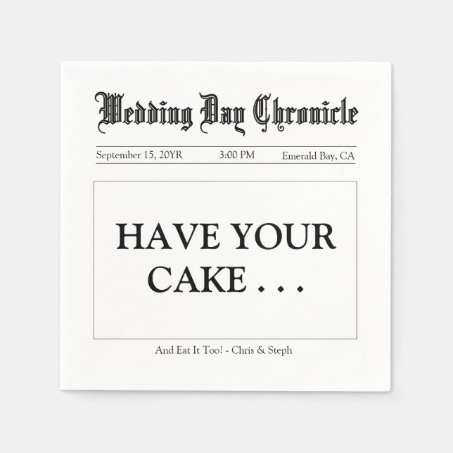 Minimalist Elegant Script Custom Wedding Reception Pappersservett (Framsidan)