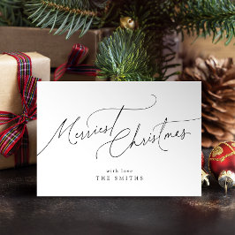 Minimalist Elegant Script Merriest Christmas Julkort