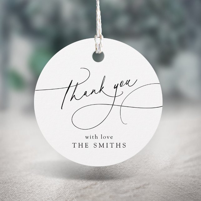 Minimalist Elegant Script Thank You  Gåvor Etiketter (Minimalist Elegant Script Thank You Favor Tags)