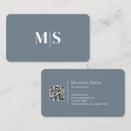 Minimalist Elegant Teal Green Initials QR Code Visitkort