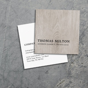 Minimalist elegant träinredingsdesign fyrkantigt visitkort
