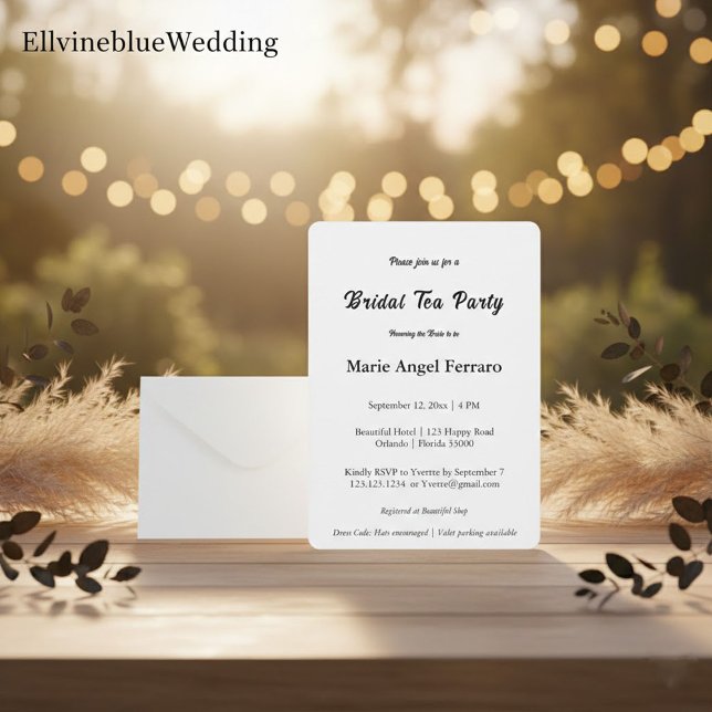 Minimalist Elegant Typography Bridal Tea Party Inbjudningar (Skapare uppladdad)