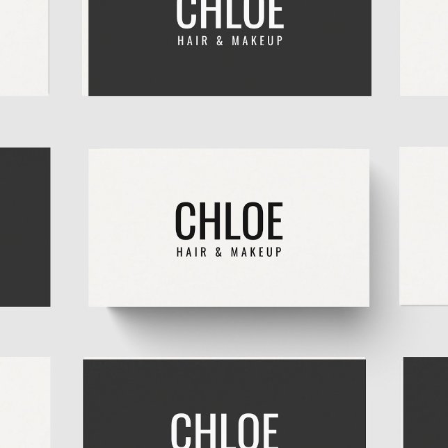 Minimalist Elegant Warm White Black Bold Beauty Visitkort (Skapare uppladdad)