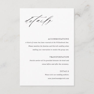 Minimalist Elegant Wedding Enclosure Details Card Tilläggskort
