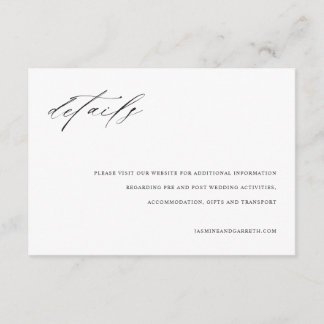 Minimalist Elegant Wedding Enclosure Details Card Tilläggskort