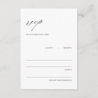 Minimalist Elegant Wedding Enclosure RSVP Card Tilläggskort